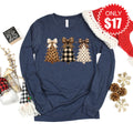 Leopard Christmas Trees Long Sleeve - Heather Navy - 17 product image 1