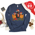 Christmas Chickens Long Sleeve - Heather Navy - 17 product image 1