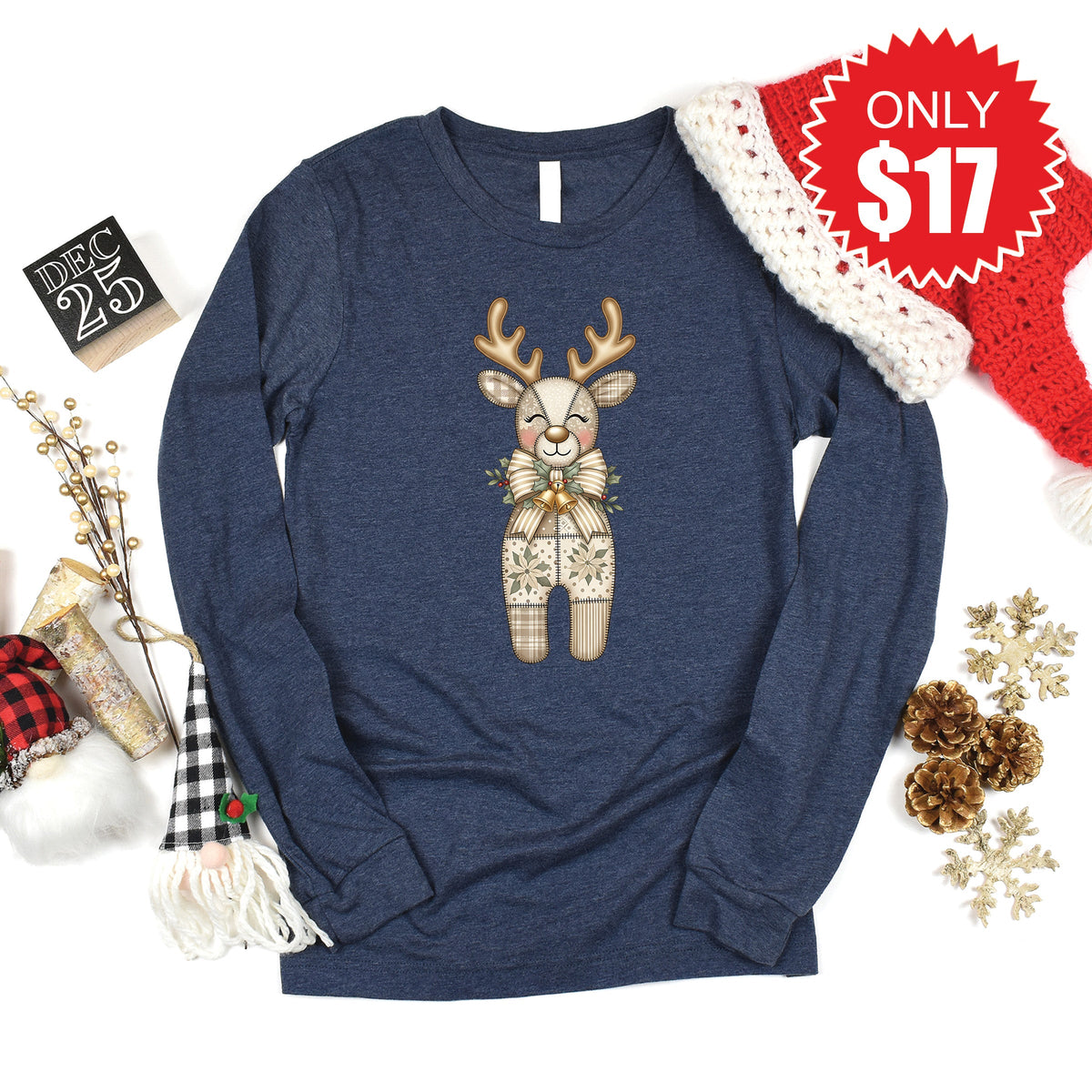 Reindeer Long Sleeve - Heather Navy - 17 product image 1