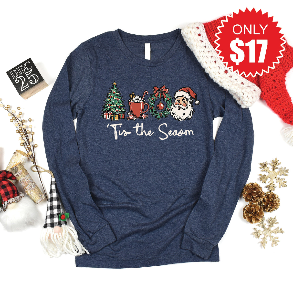 Tis The Season Long Sleeve - Heather Navy - 17 product image 1