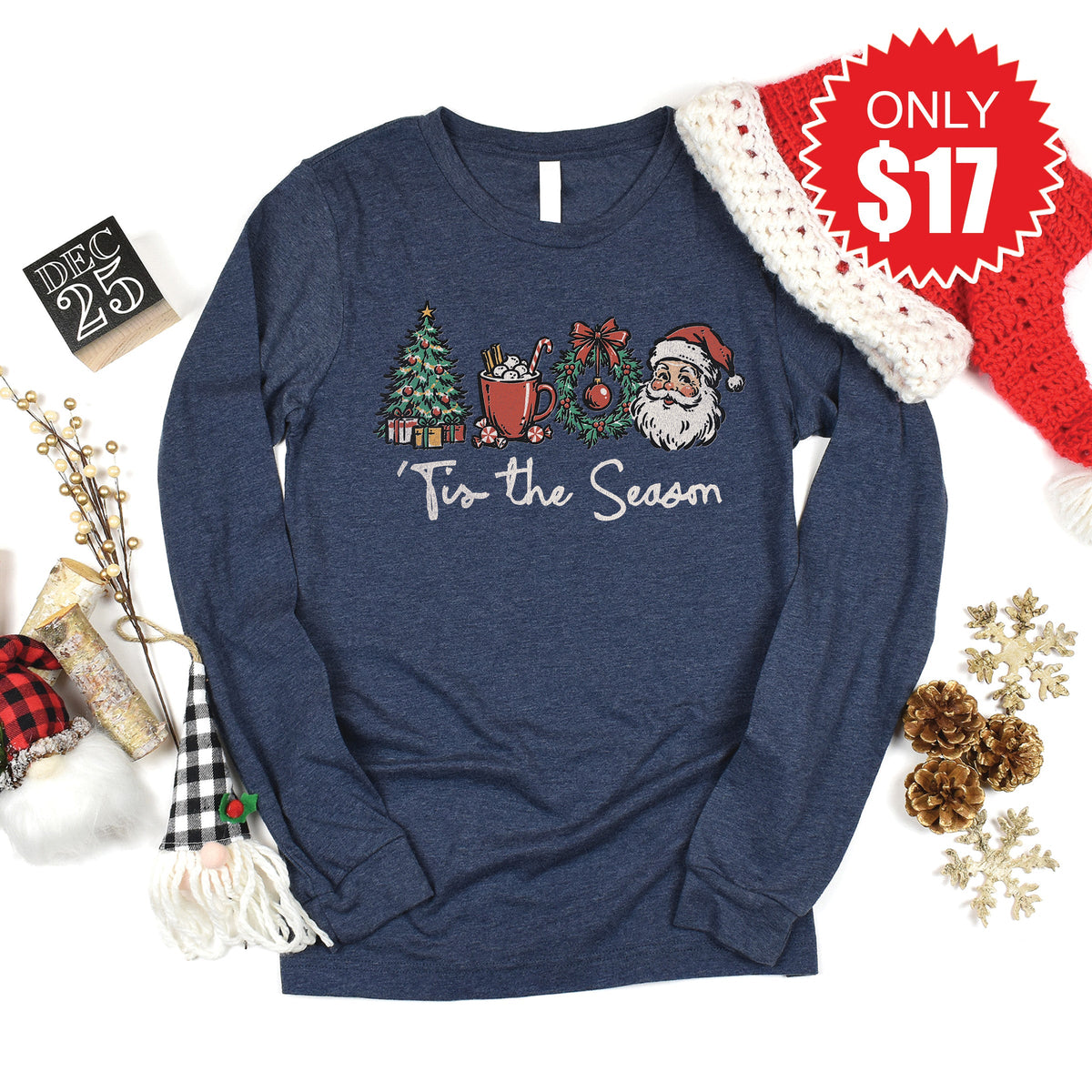 Tis The Season Long Sleeve - Heather Navy - 17 product image 1