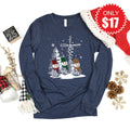 Faith Hope Love Snowmen Long Sleeve - Heather Navy - 17 product image 1