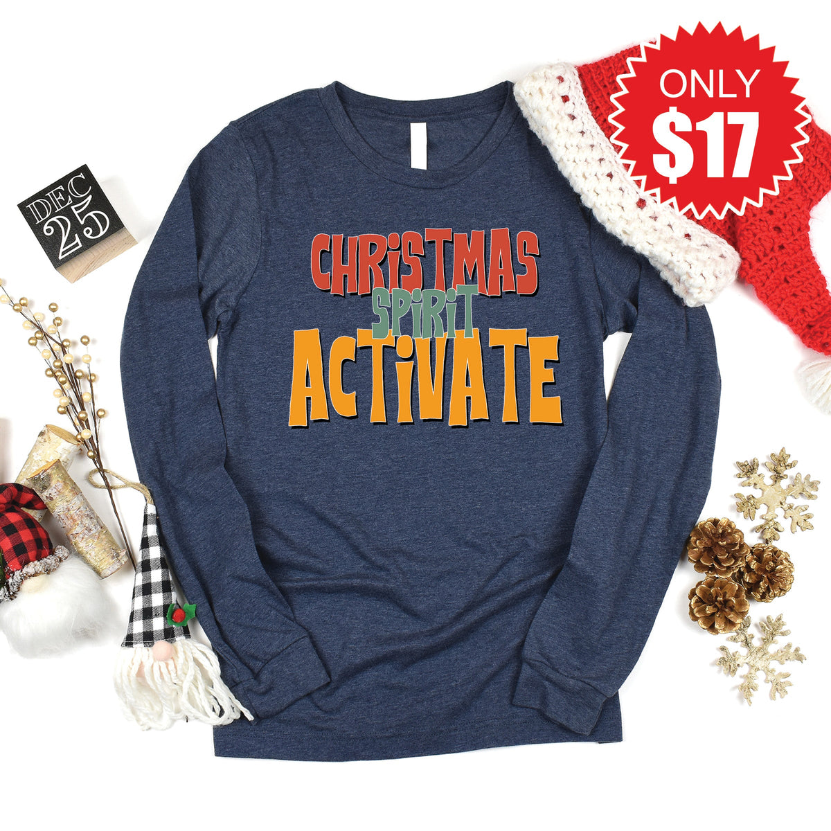 Christmas Spirit Activate Long Sleeve - Heather Navy - 17 product image 1