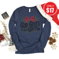 God Gives The Best Gifts Long Sleeve - Heather Navy - 17 product image 1