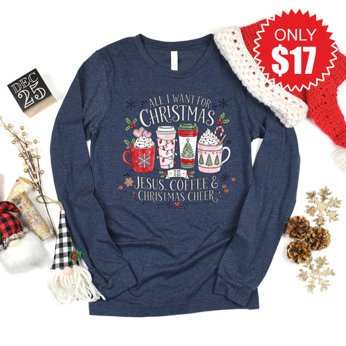 All I Want for Christmas Long Sleeve - Heather Navy - 17 product image 1