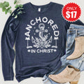 Anchored In Christ Long Sleeve - Heather Navy - 17 product image 1