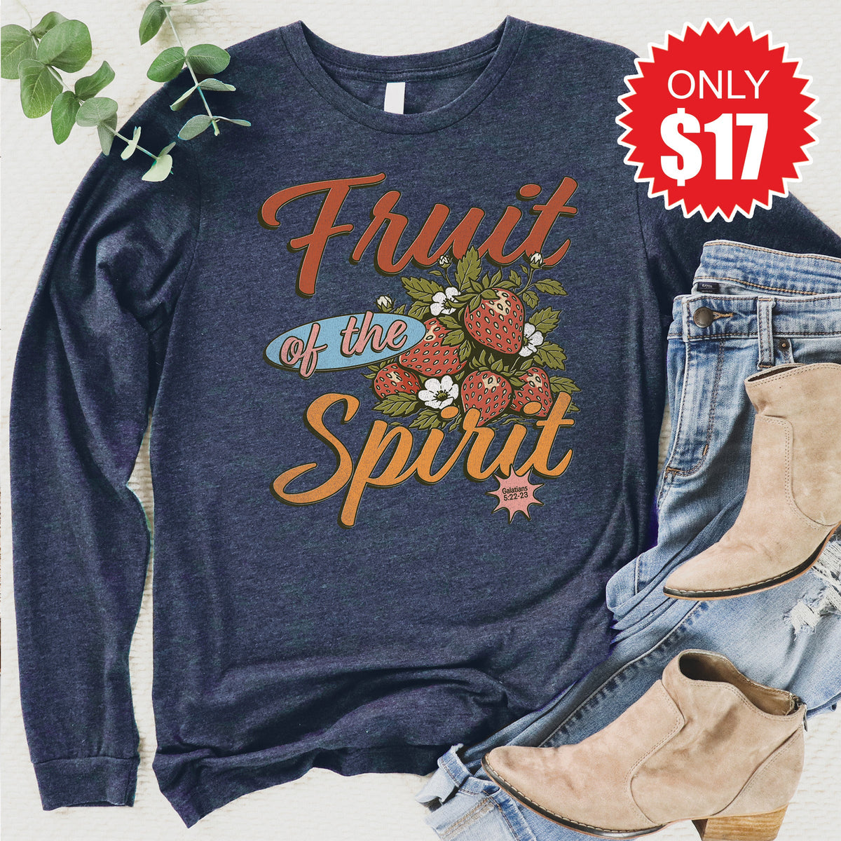 Fruit Of The Spirit Long Sleeve - Heather Navy - 17 product image 1