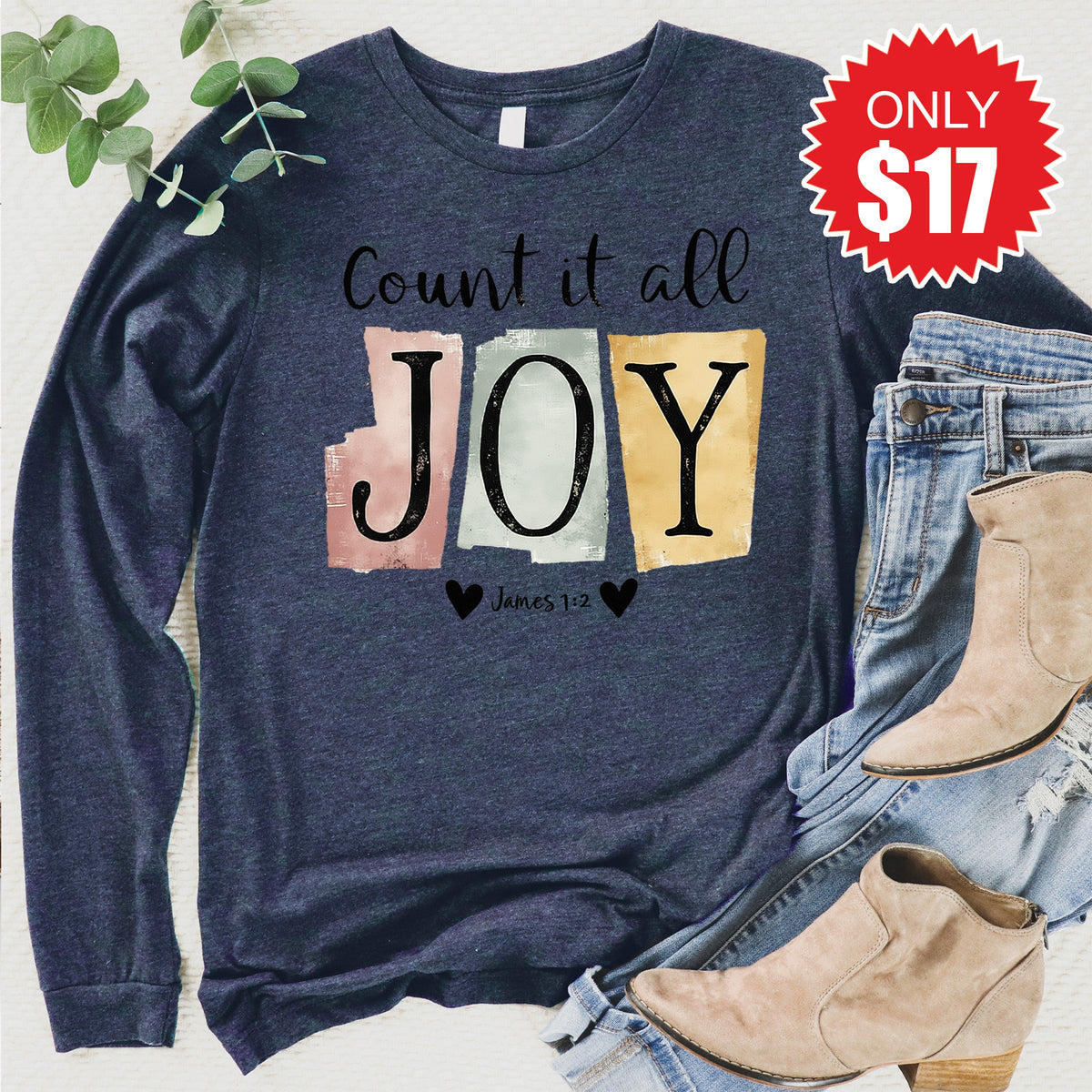 Count It All Joy Long Sleeve - Heather Navy - 17 product image 1