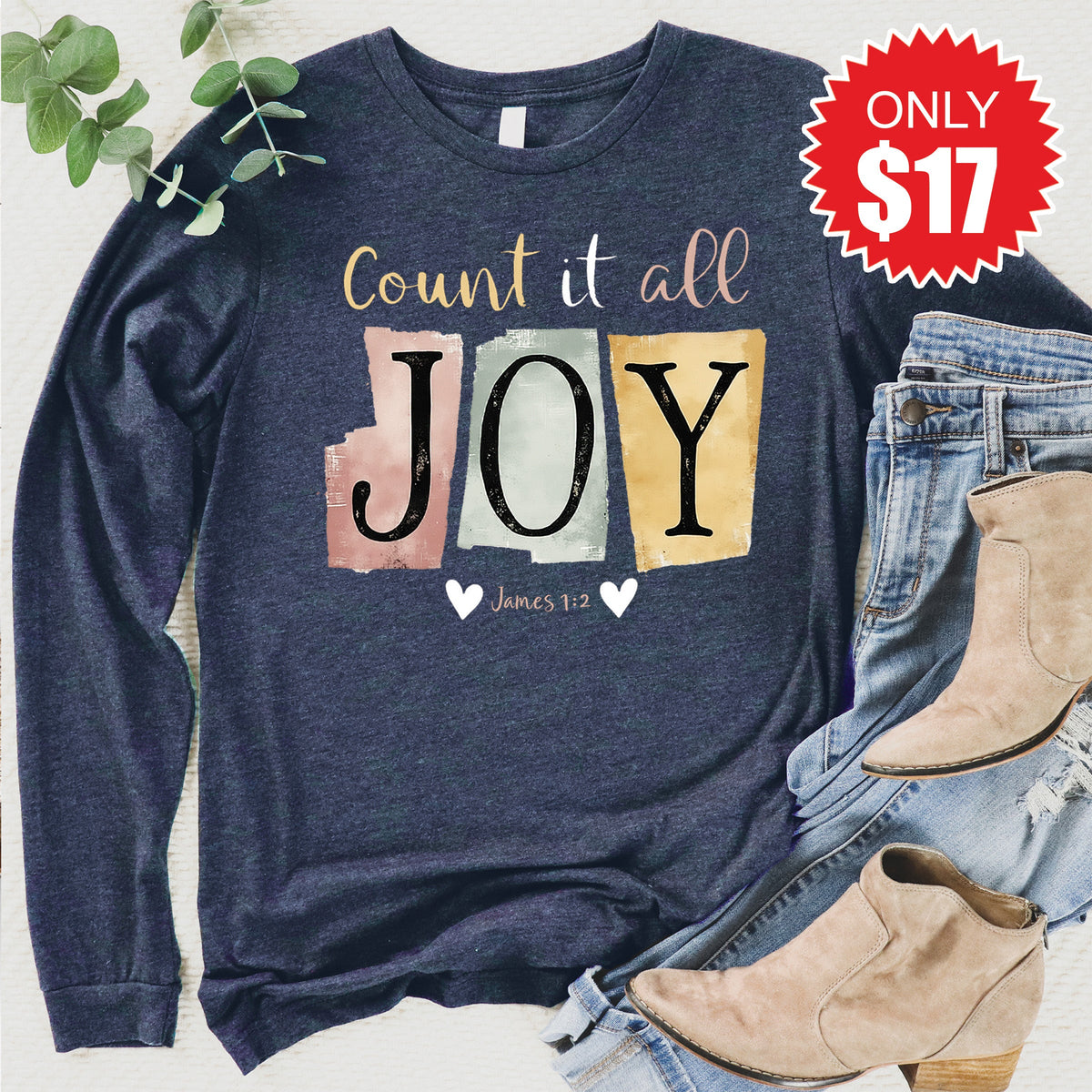 Count It All Joy Long Sleeve - Heather Navy - 17 product image 1