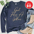 God Has A Plan Long Sleeve - Heather Navy - 17 product image 1