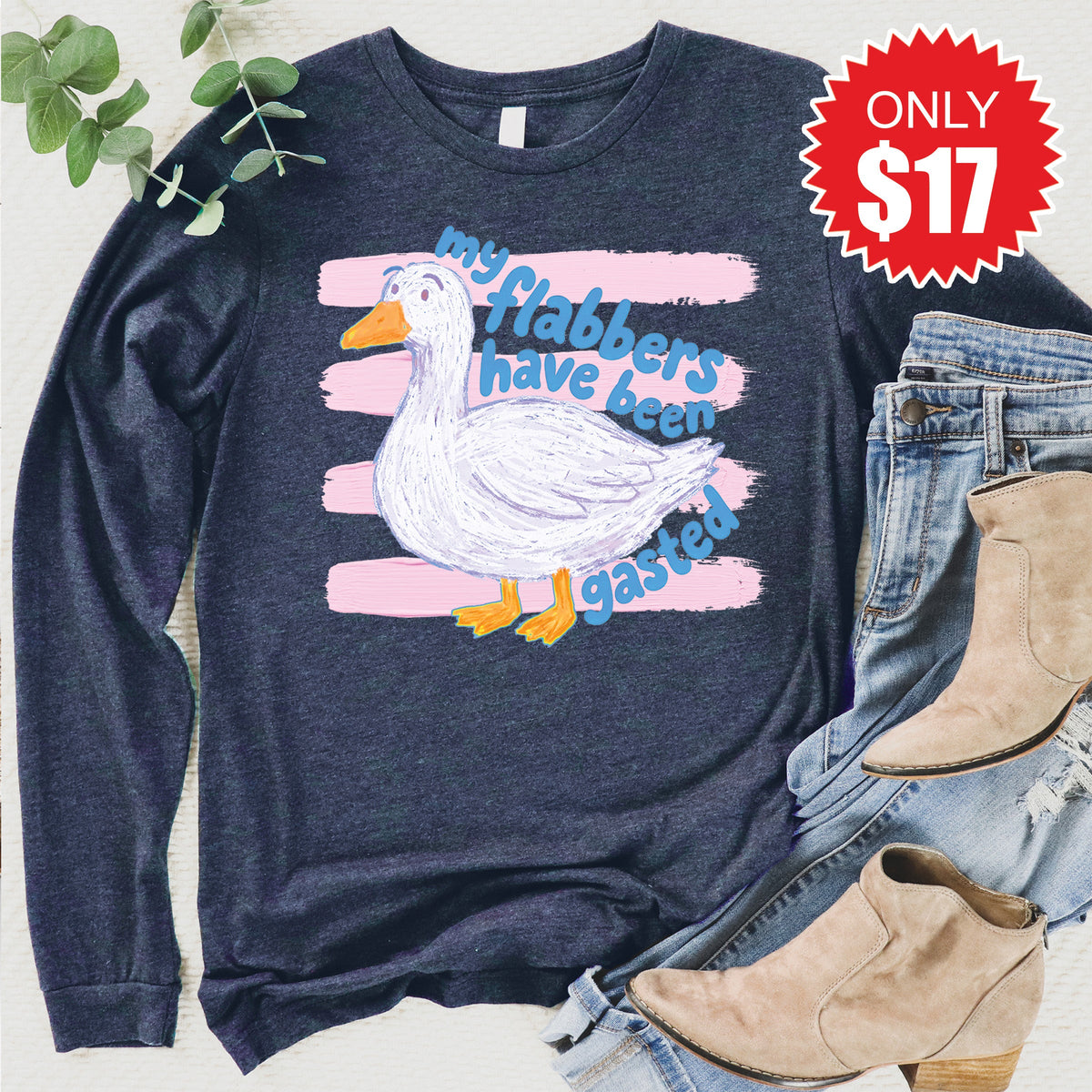 Flabbers Have Been Gasted Long Sleeve - Heather Navy - 17 product image 1