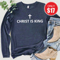 Christ Is King Long Sleeve - Heather Navy - 17 product image 1