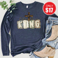 Christ Is King Long Sleeve - Heather Navy - 17 product image 1