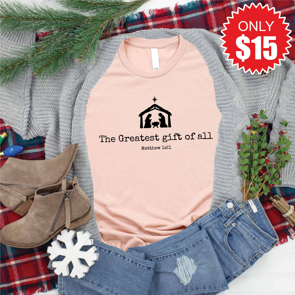 Greatest Gift Tee - Heather Peach - 15 product image 1