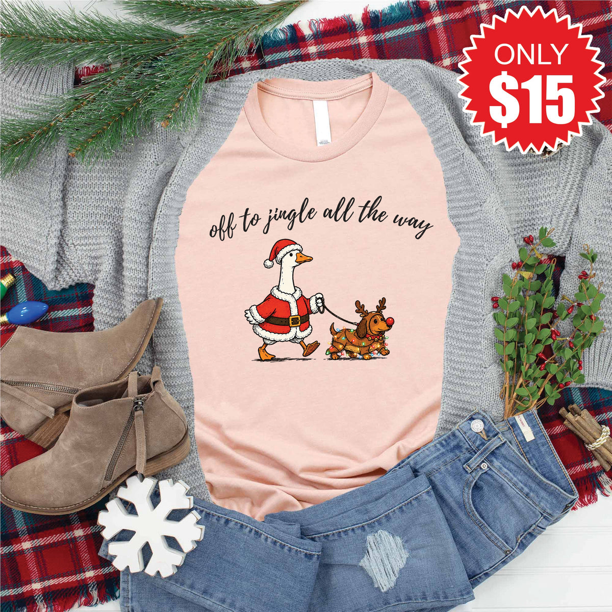 Jingle All The Way Tee - Heather Peach - 15 product image 1
