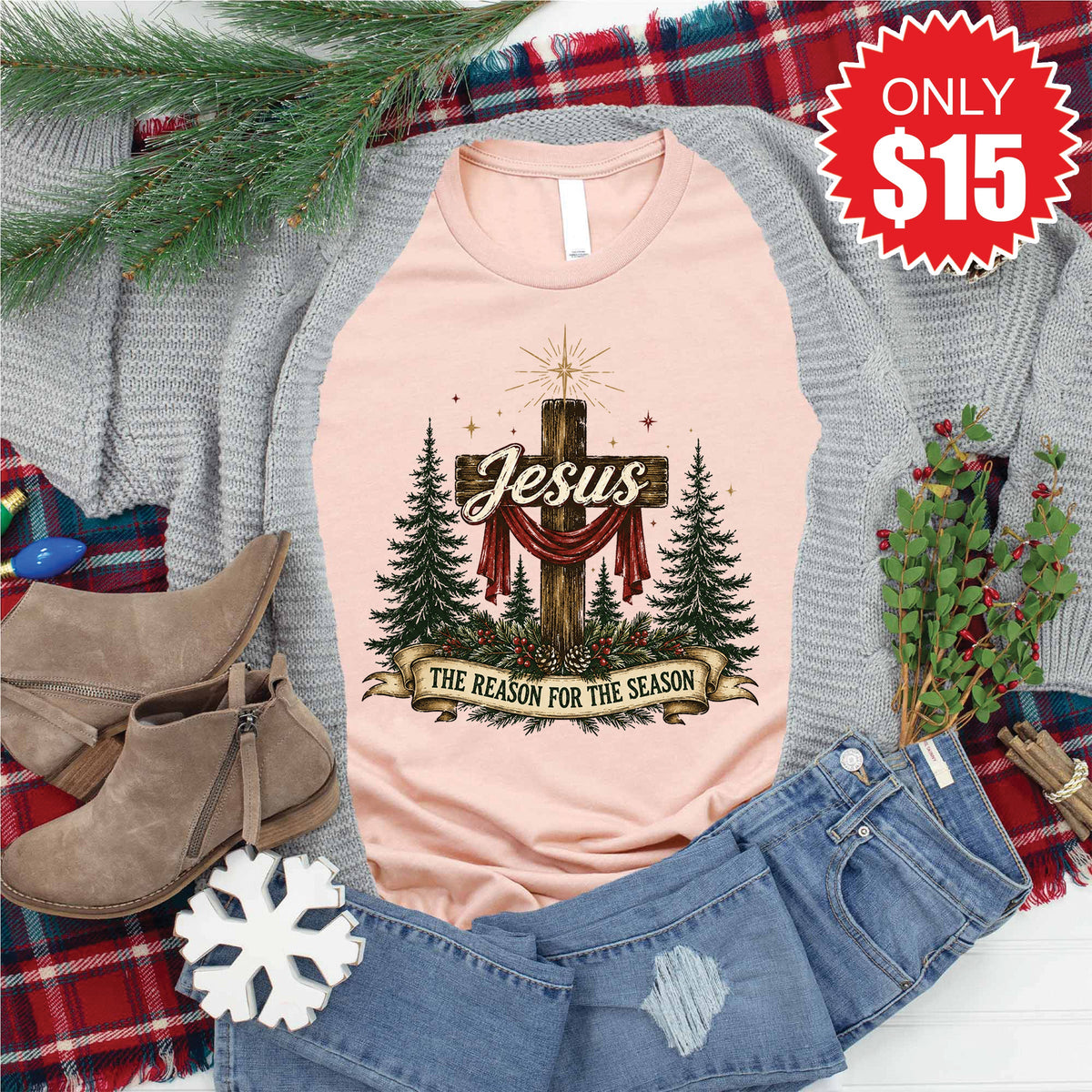 Reason For The Season Tee - Heather Peach - 15 product image 1