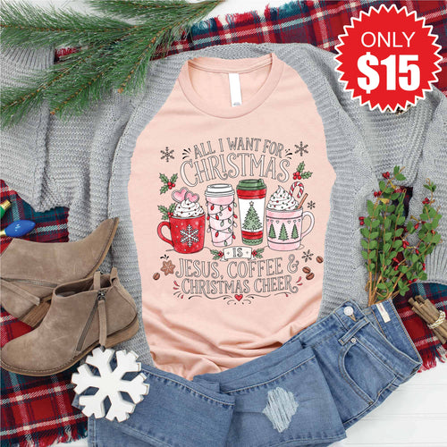 All I Want for Christmas Tee - Heather Peach - 15 product image 1