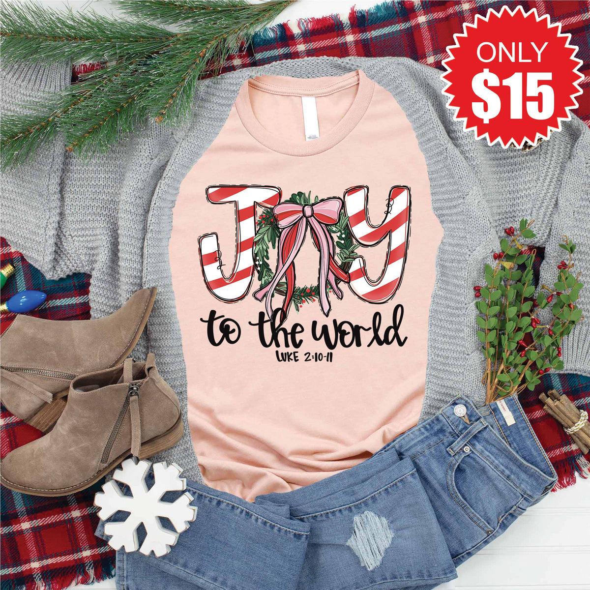 Joy To The World Tee - Heather Peach - 15 product image 1