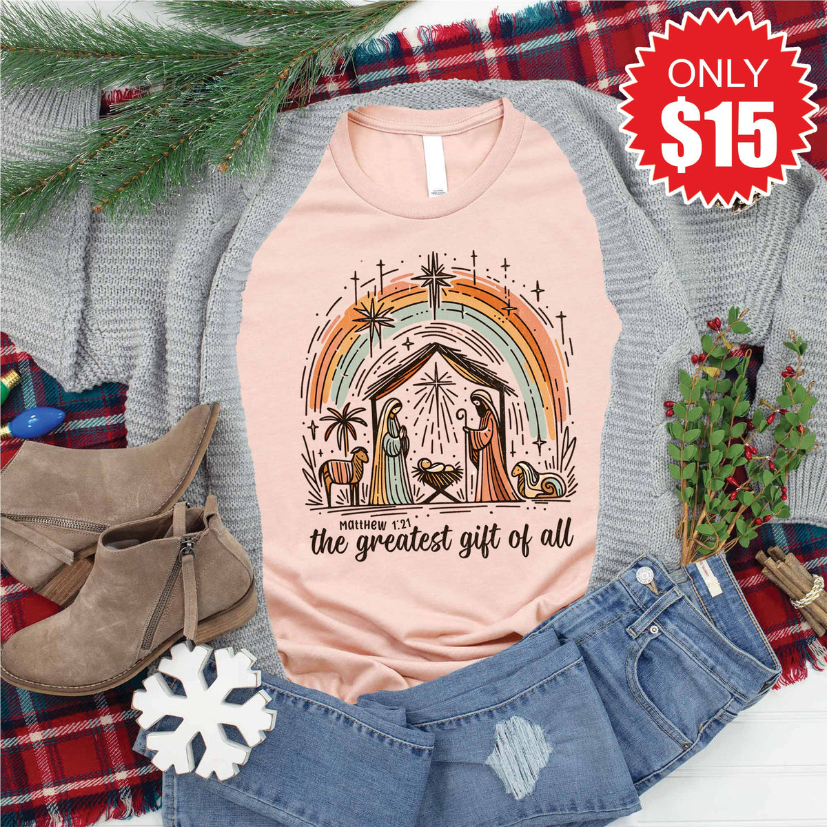 Greatest Gift Tee - Heather Peach - 15 product image 1