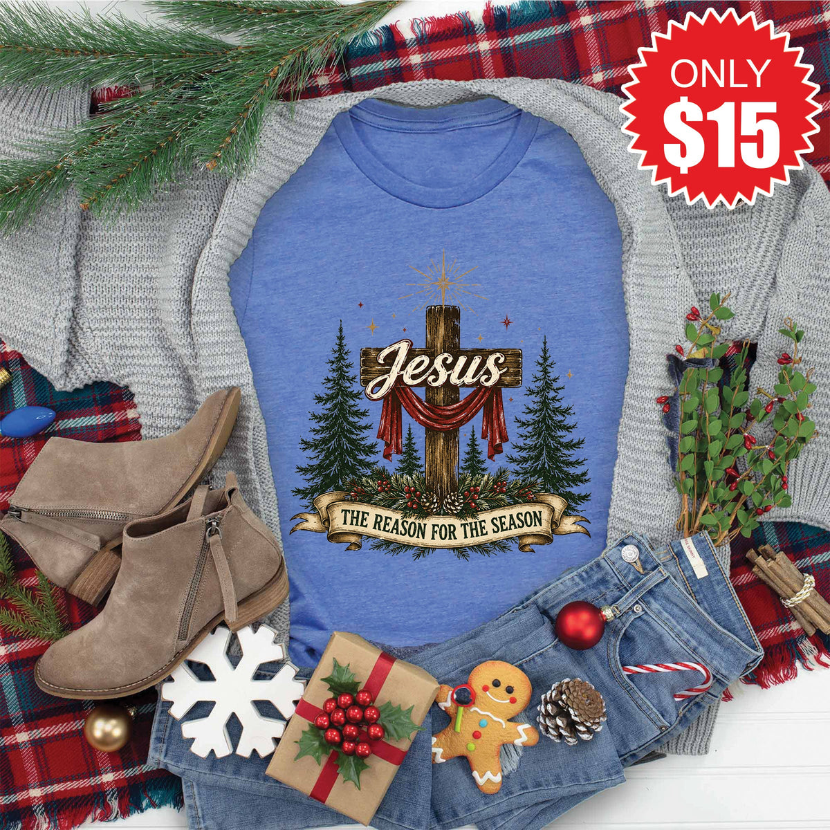 Reason For The Season Tee - Heather Royal Blue - 15 product image 1