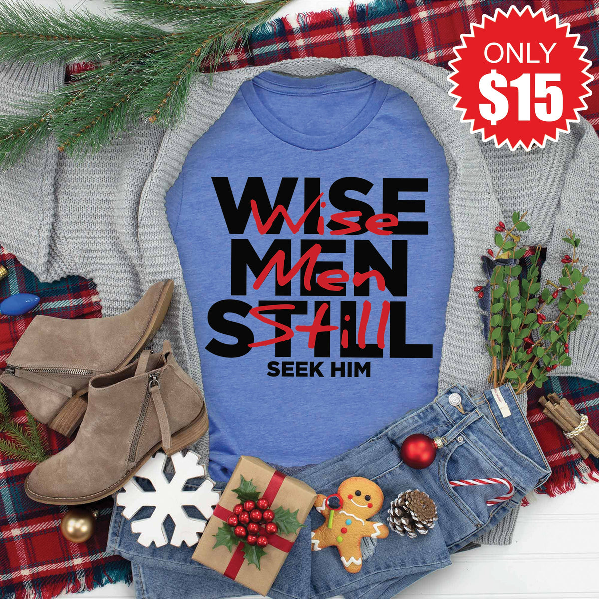 Wise Men Tee - Heather Royal Blue - 15 product image 1