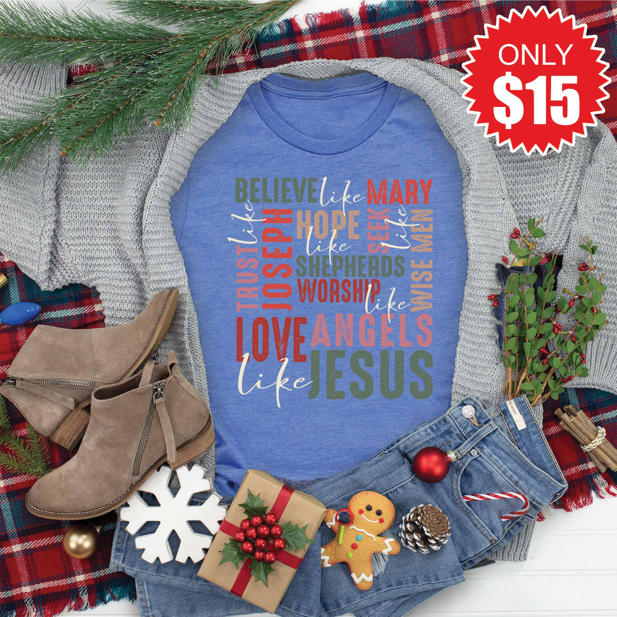 Love Like Jesus Tee - Heather Royal Blue - 15 product image 1