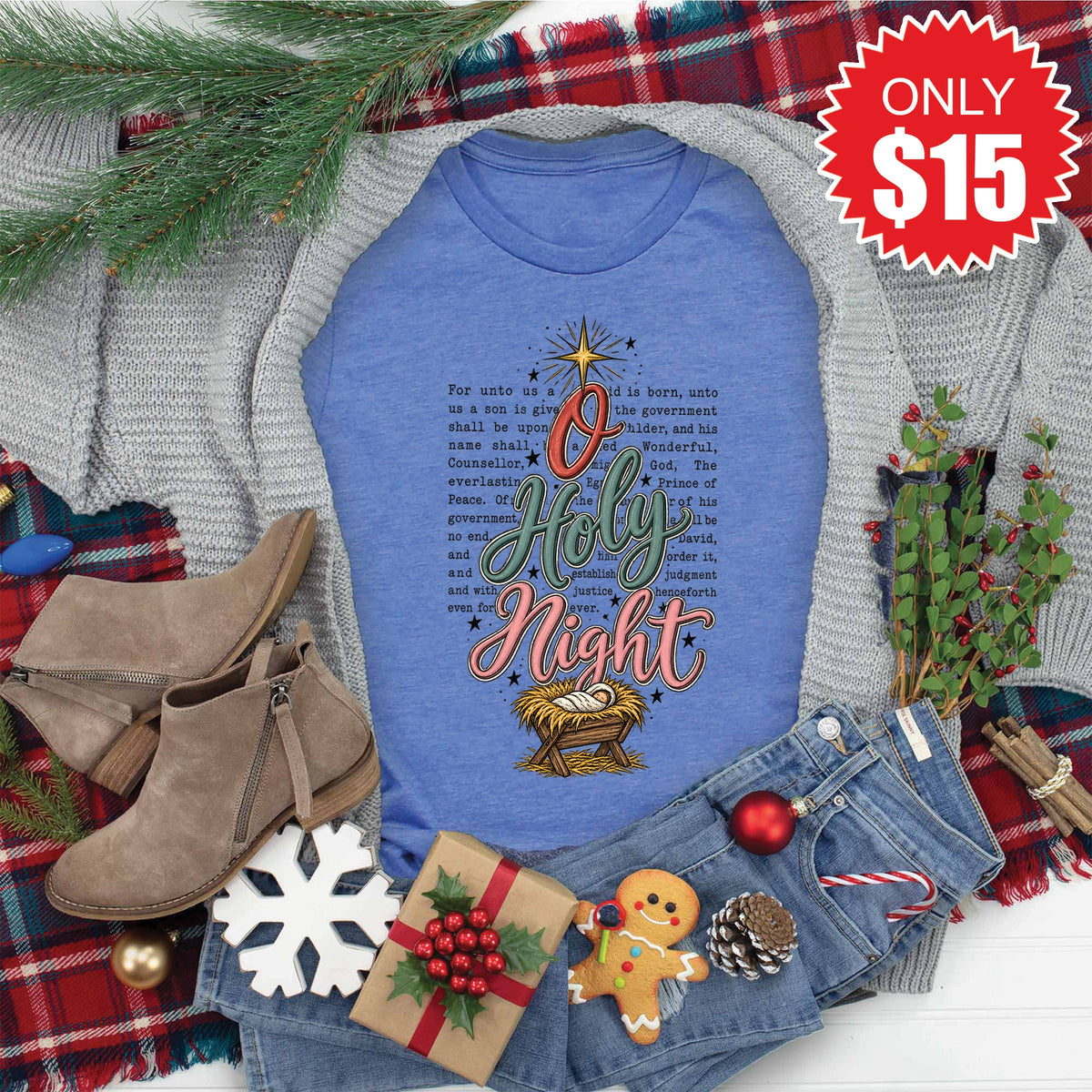 Holy Night Tee - Heather Royal Blue - 15 product image 1