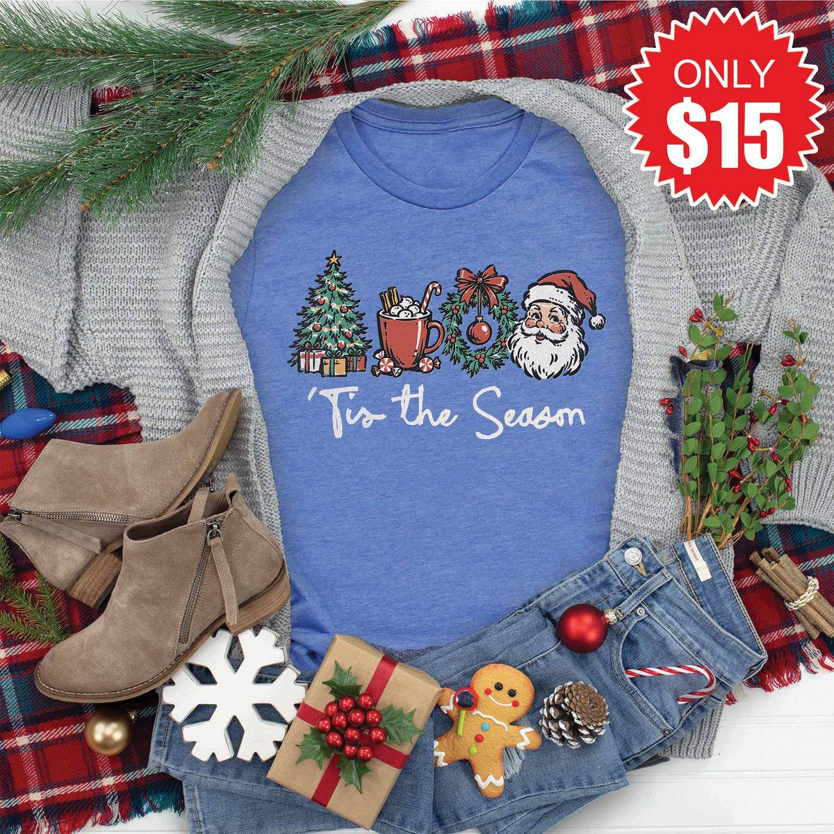 Tis The Season Tee - Heather Royal Blue - 15 product image 1