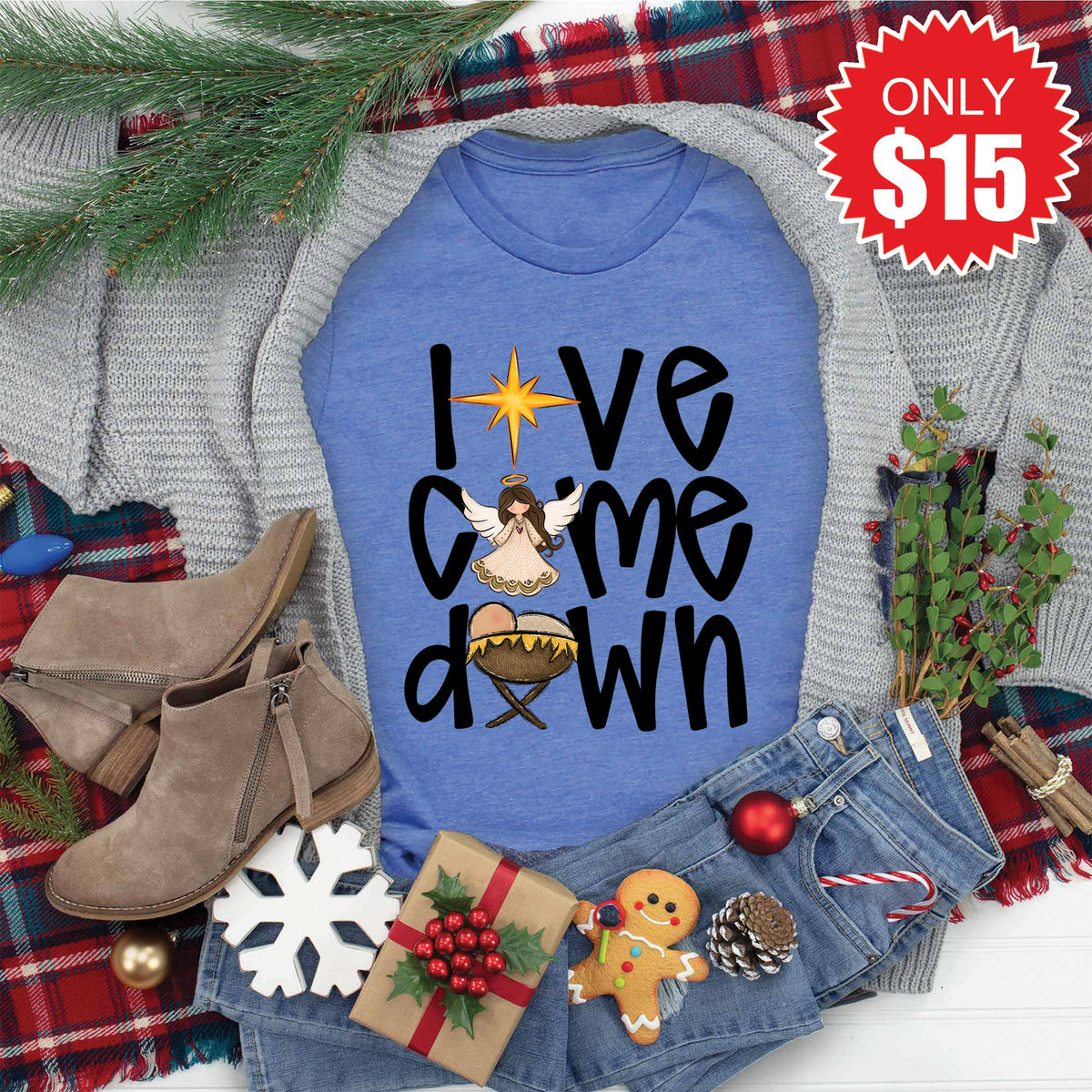Love Came Down Tee - Heather Royal Blue - 15 product image 1