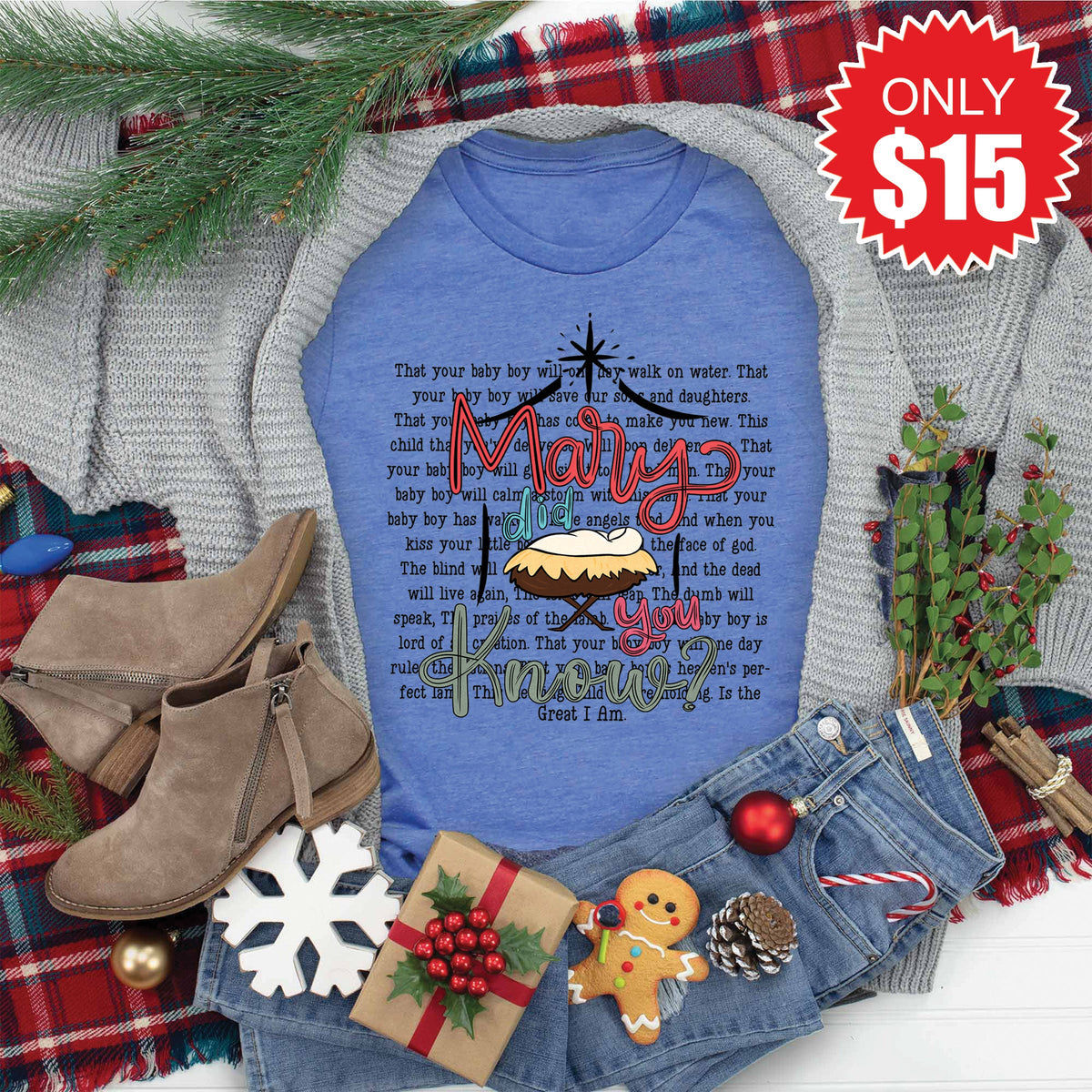 Mary Did You Know Tee - Heather Royal Blue - 15 product image 1