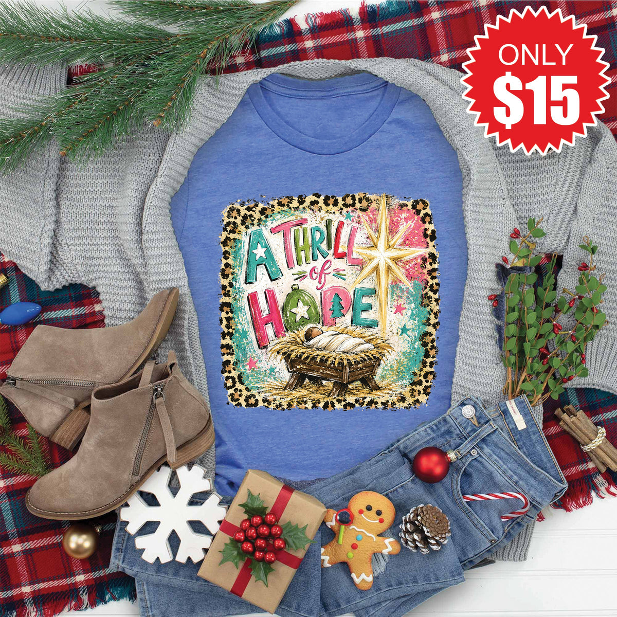 A Thrill of Hope Tee - Heather Royal Blue - 15 product image 1