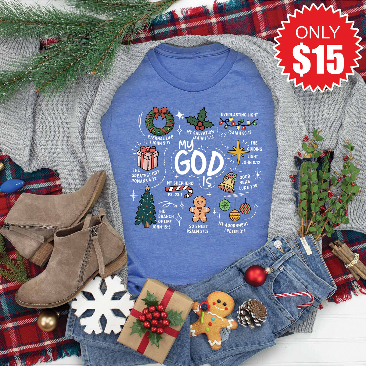 My God Is Tee - Heather Royal Blue - 15 product image 1