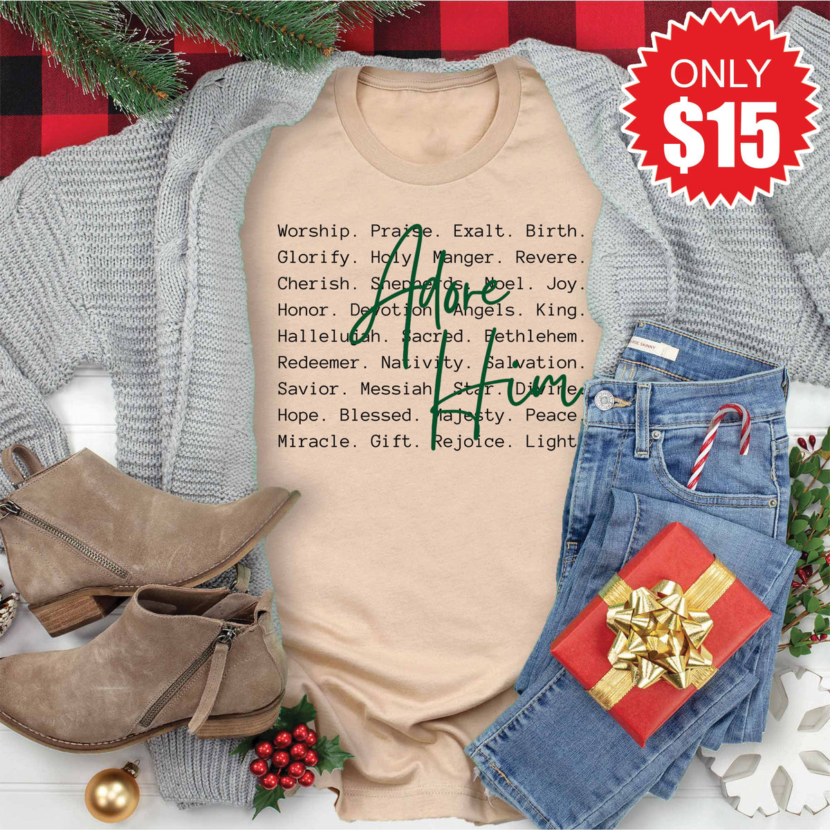 Adore Him Tee - Heather Sand Dune - 15 product image 1
