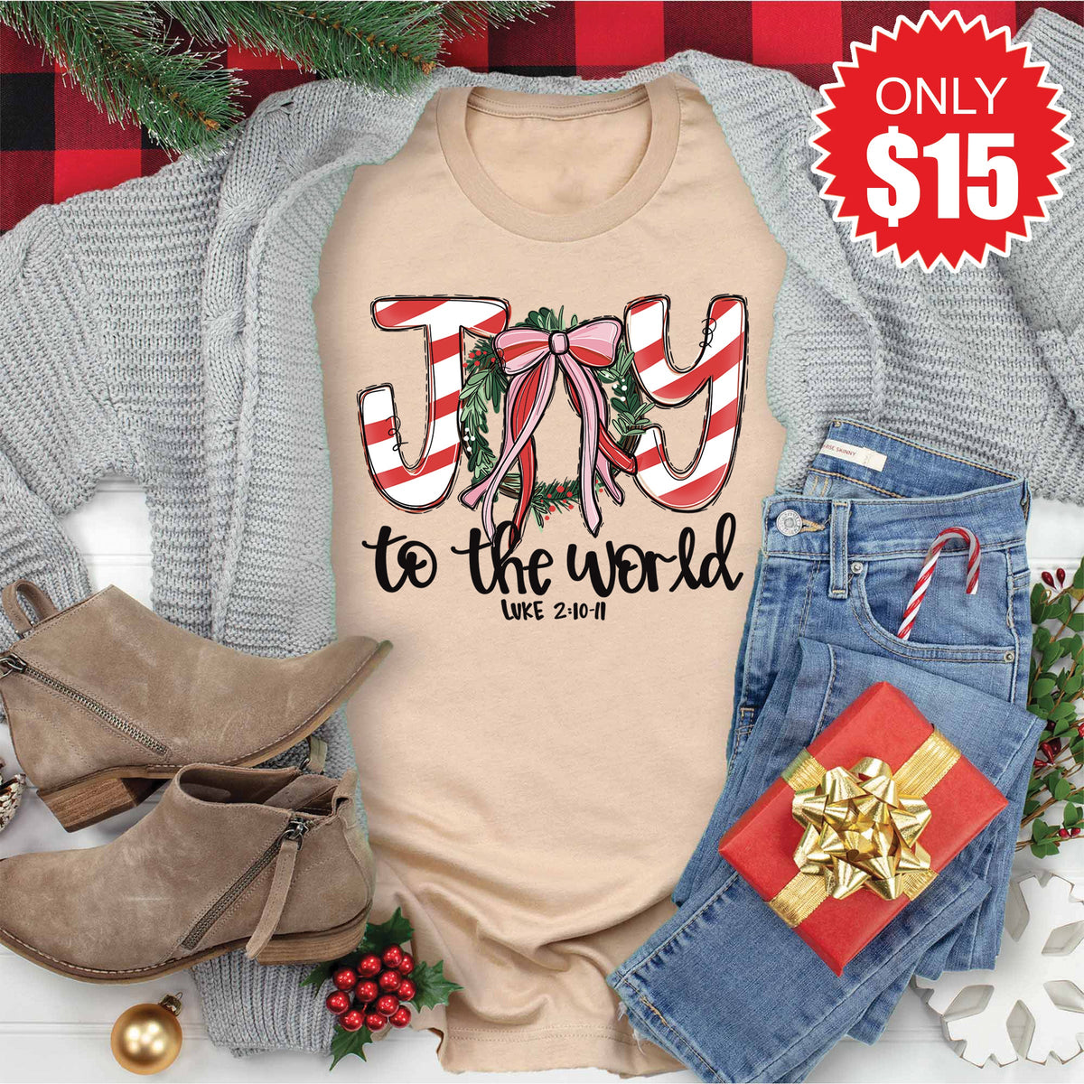 Joy To The World Tee - Heather Sand Dune - 15 product image 1