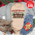 Dachshund Through The Snow Tee - Heather Sand Dune - 15 product image 1