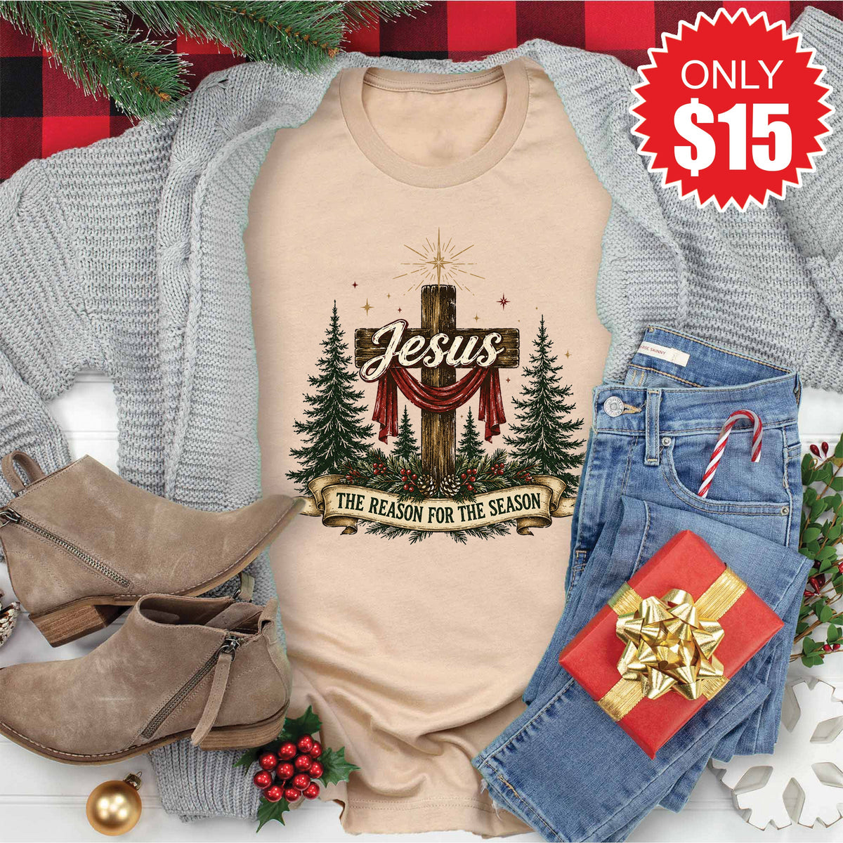 Reason For The Season Tee - Heather Sand Dune - 15 product image 1