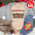 Dachshund Through The Snow Tee - Heather Sand Dune - 15 product image 1