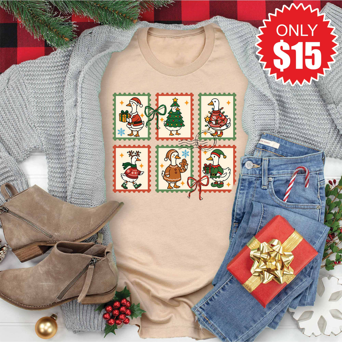 Geese Stamps Tee - Heather Sand Dune - 15 product image 1