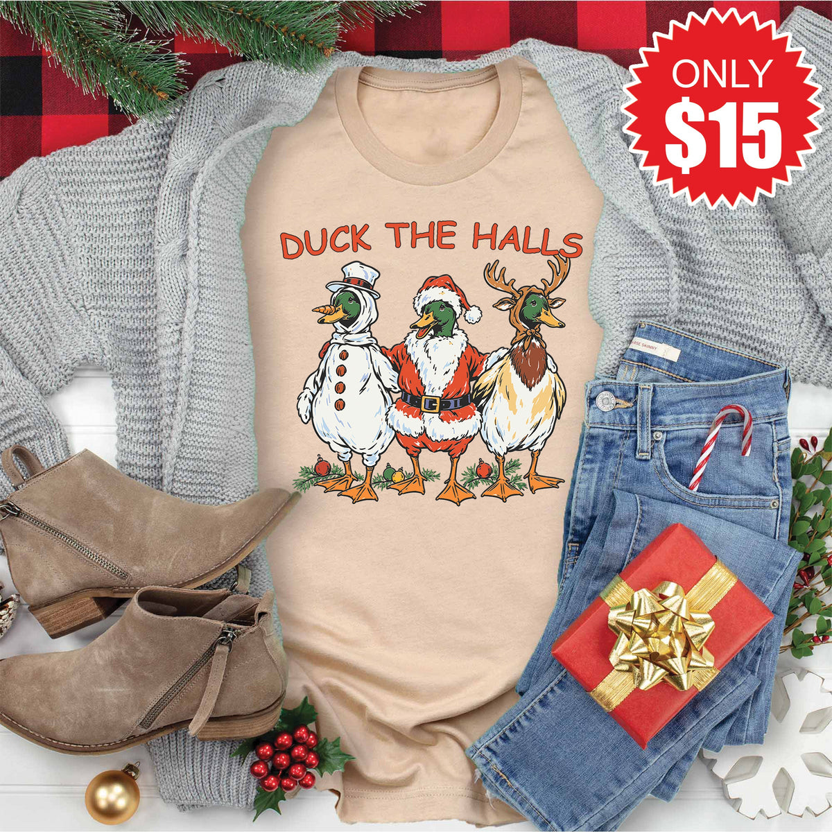 Duck The Halls Tee - Heather Sand Dune - 15 product image 1