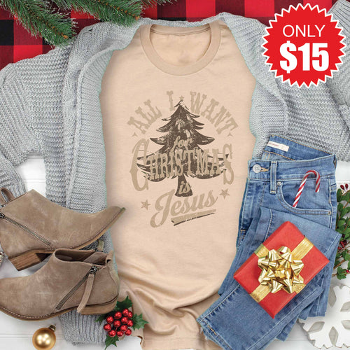 All I Want For Christmas Tee - Heather Sand Dune - 15 product image 1