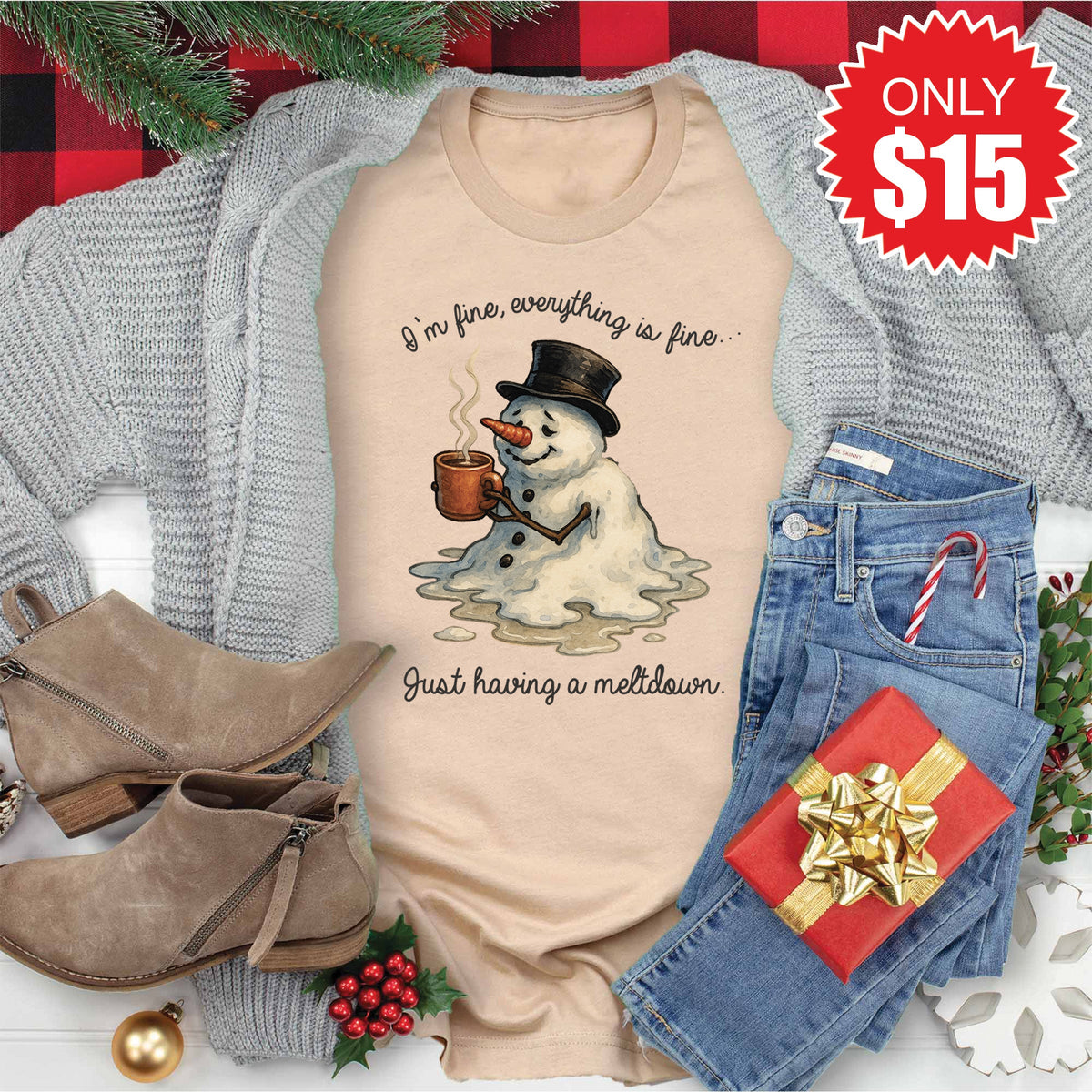 Having a Meltdown Tee - Heather Sand Dune - 15 product image 1