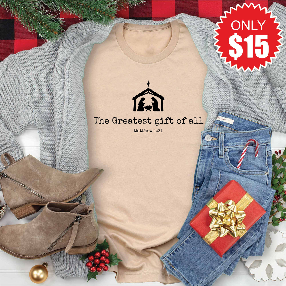 Greatest Gift Tee - Heather Sand Dune - 15 product image 1
