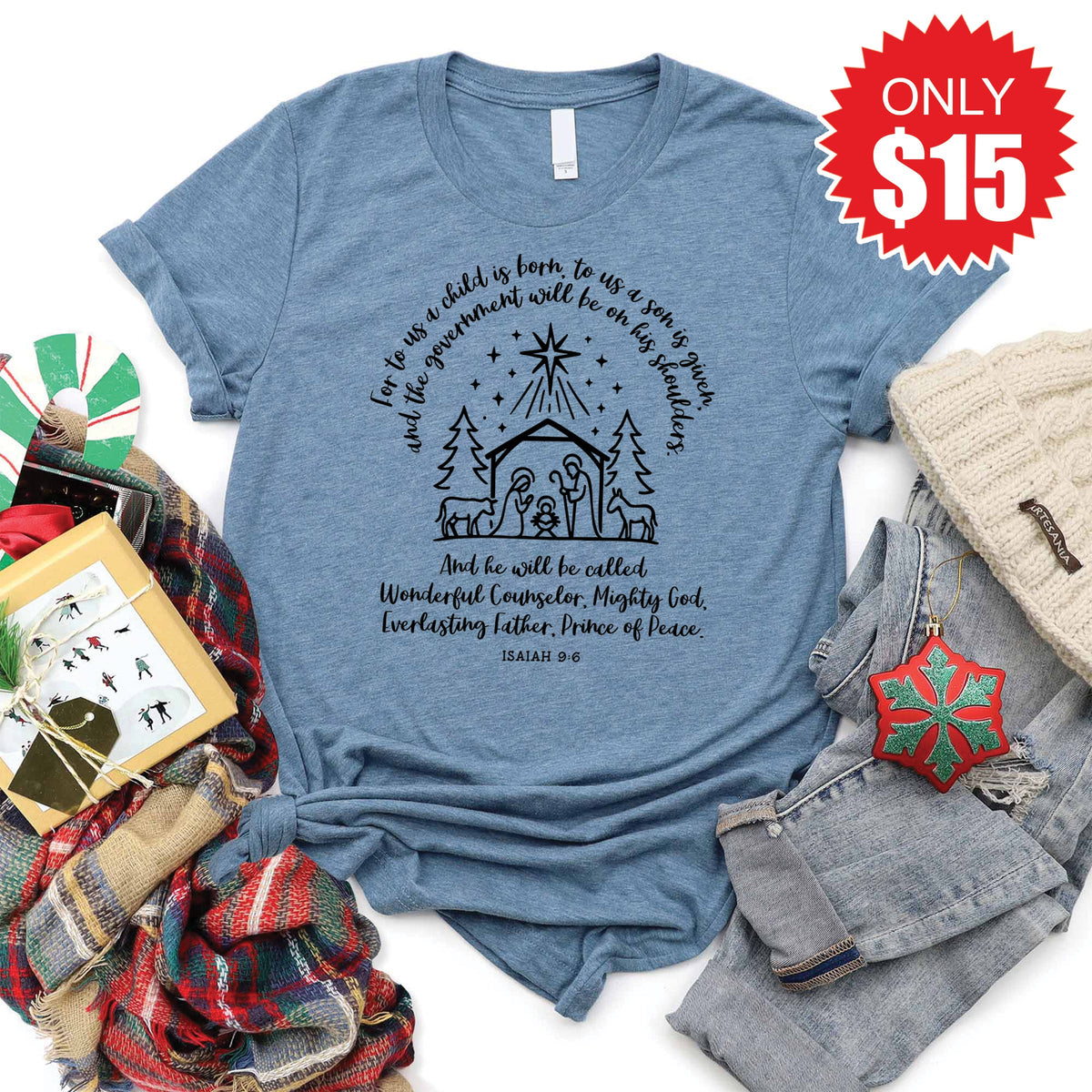 Prince of Peace Tee - Heather Slate - 15 product image 1