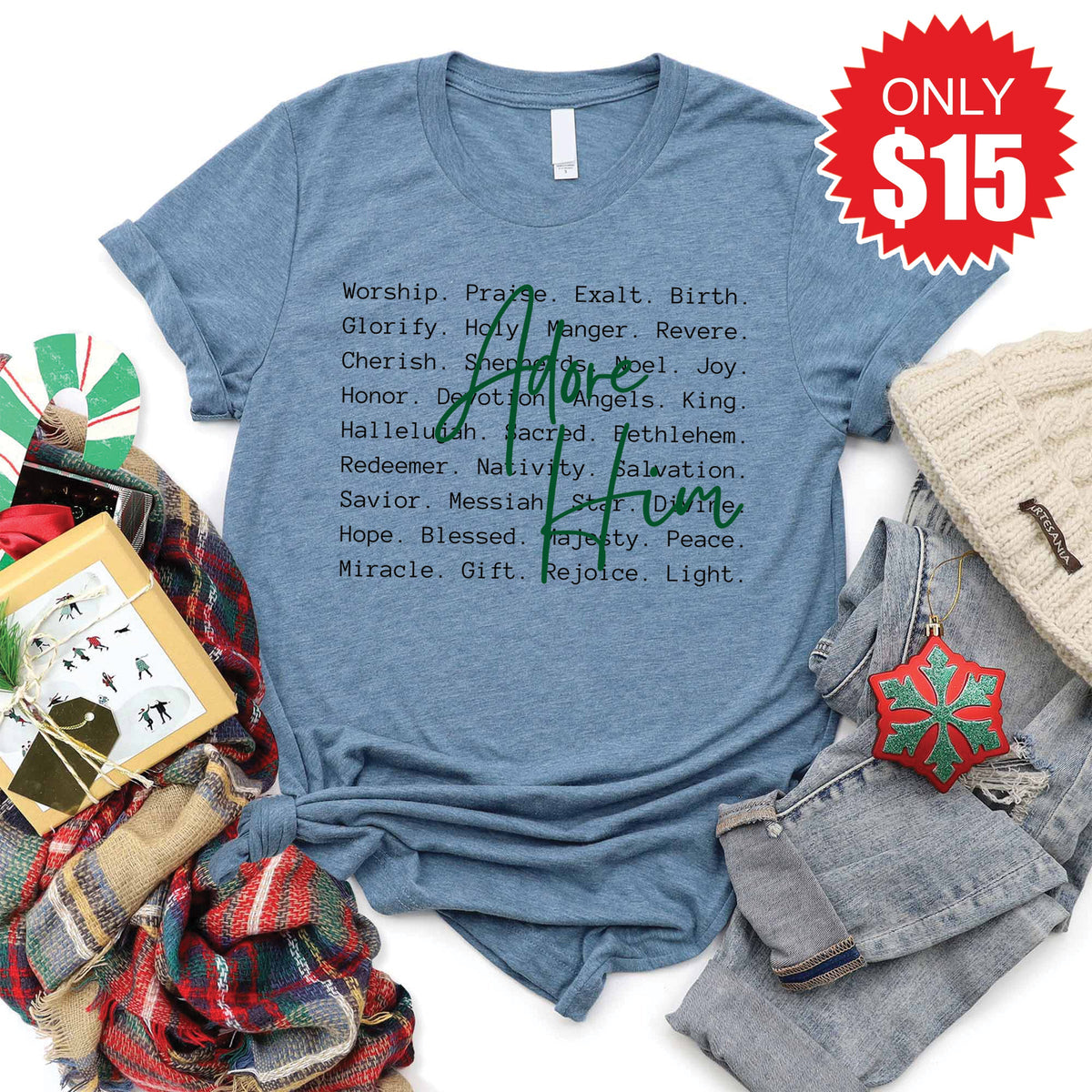 Adore Him Tee - Heather Slate - 15 product image 1