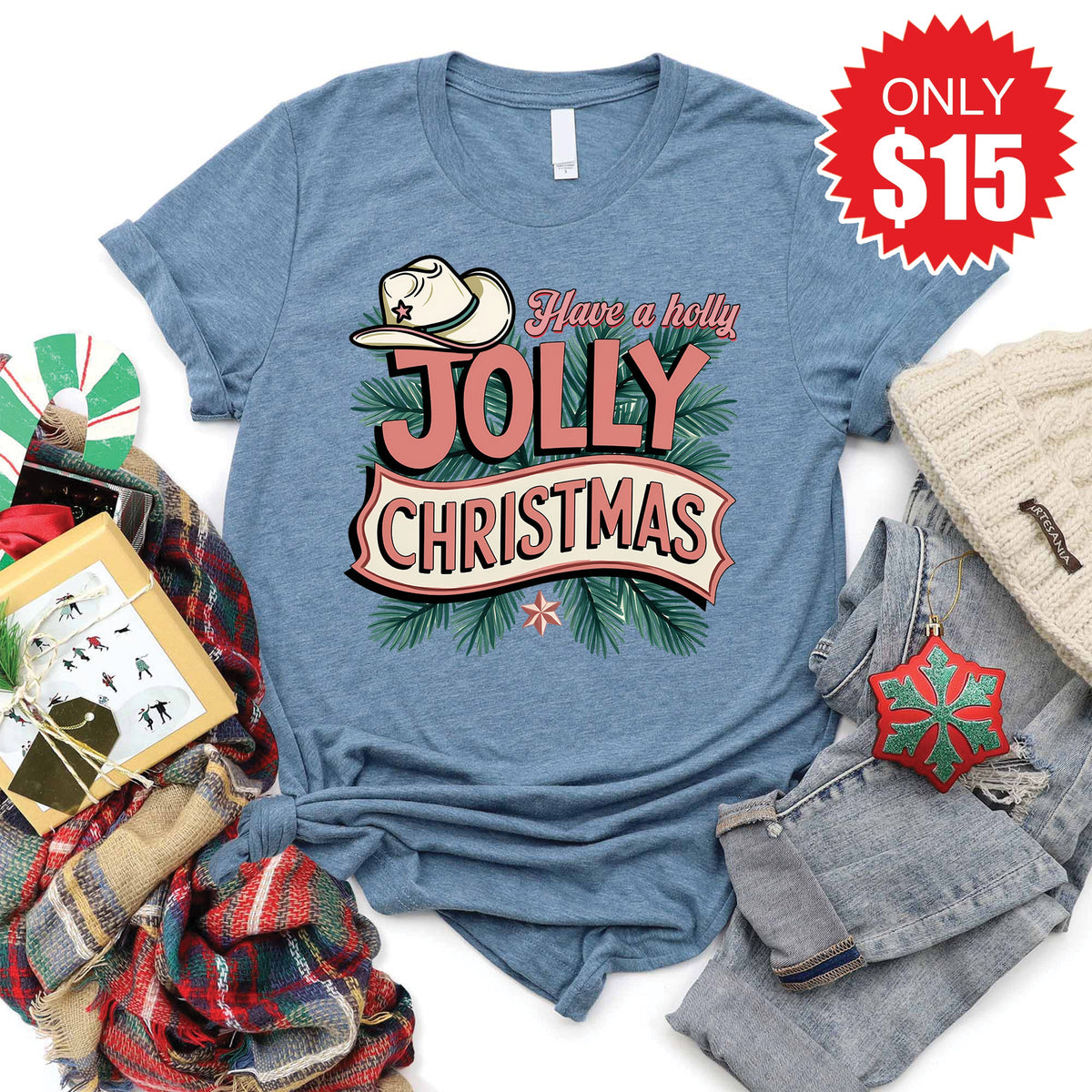 Jolly Christmas Tee - Heather Slate - 15 product image 1