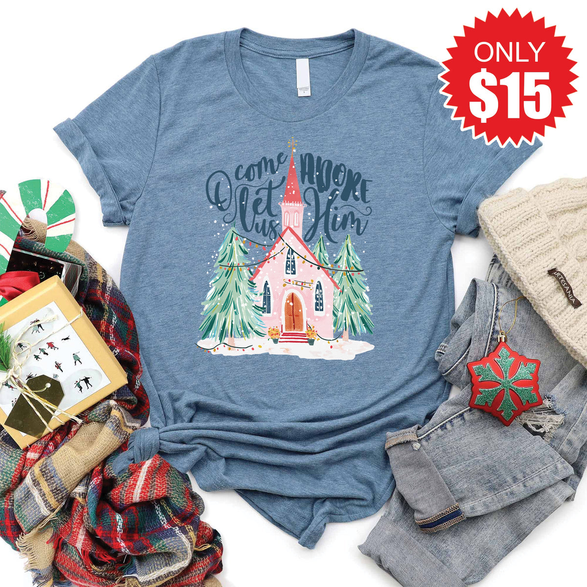 O Come Church Tee - Heather Slate - 15 product image 1