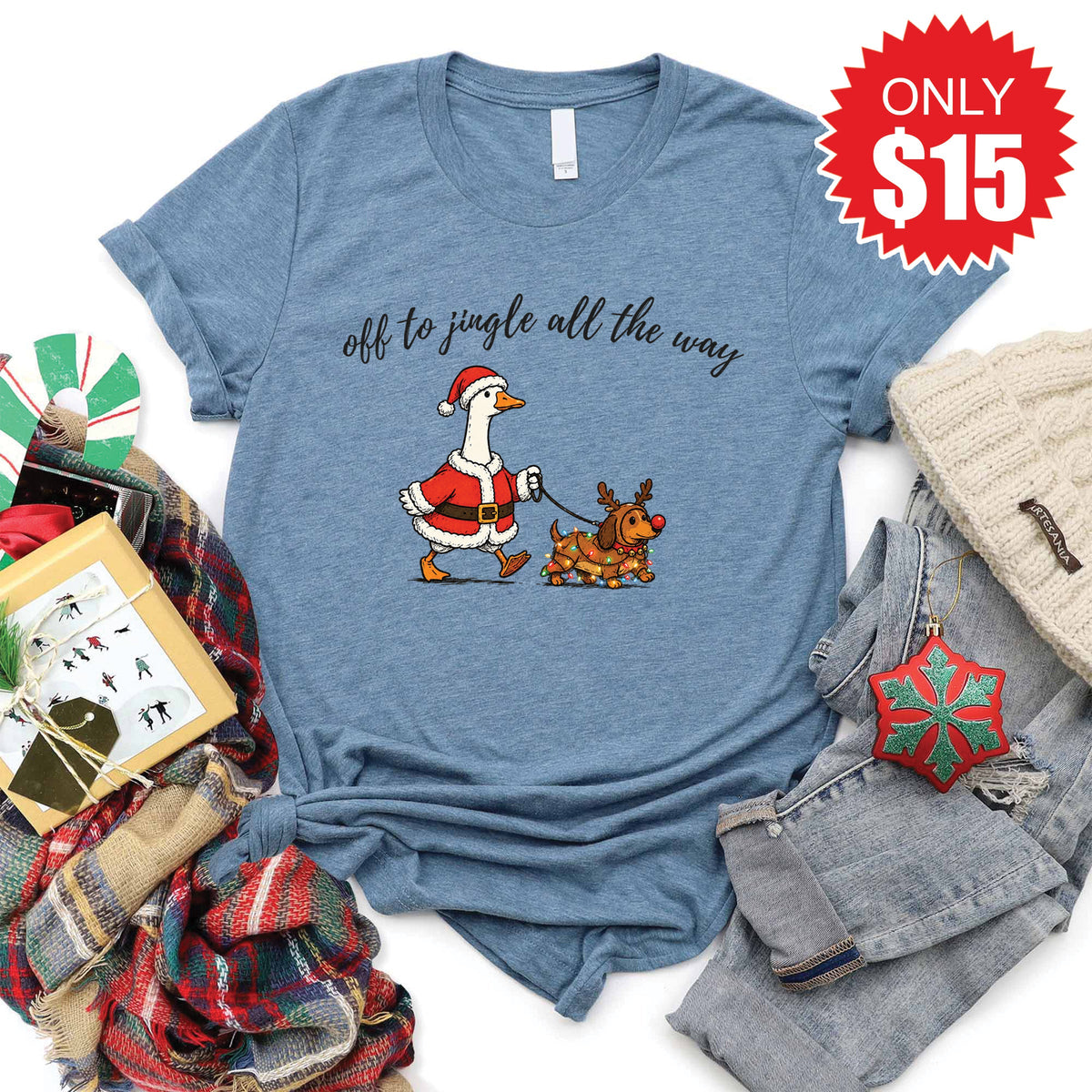 Jingle All The Way Tee - Heather Slate - 15 product image 1