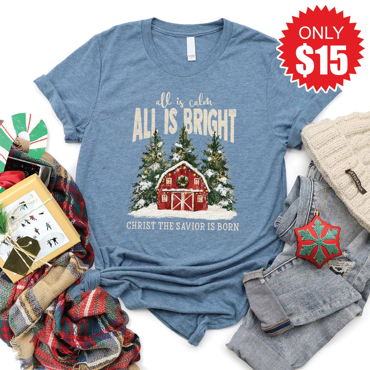 All is Calm Barn Tee - Heather Slate - 15 product image 1