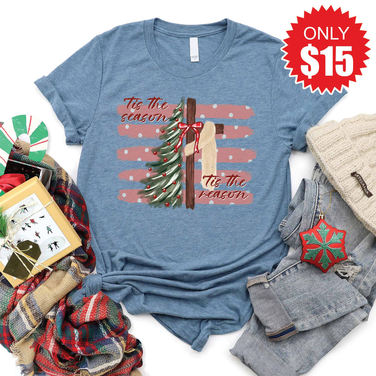 ‘Tis The Season & Reason Tee - Heather Slate - 15 product image 1
