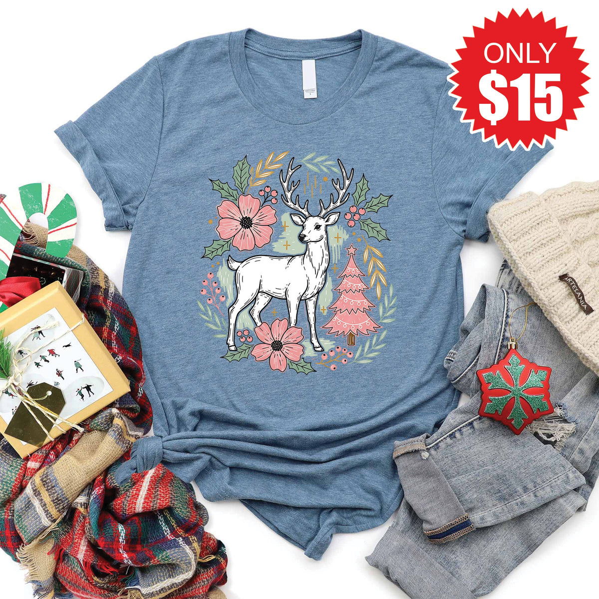 Reindeer Tee - Heather Slate - 15 product image 1
